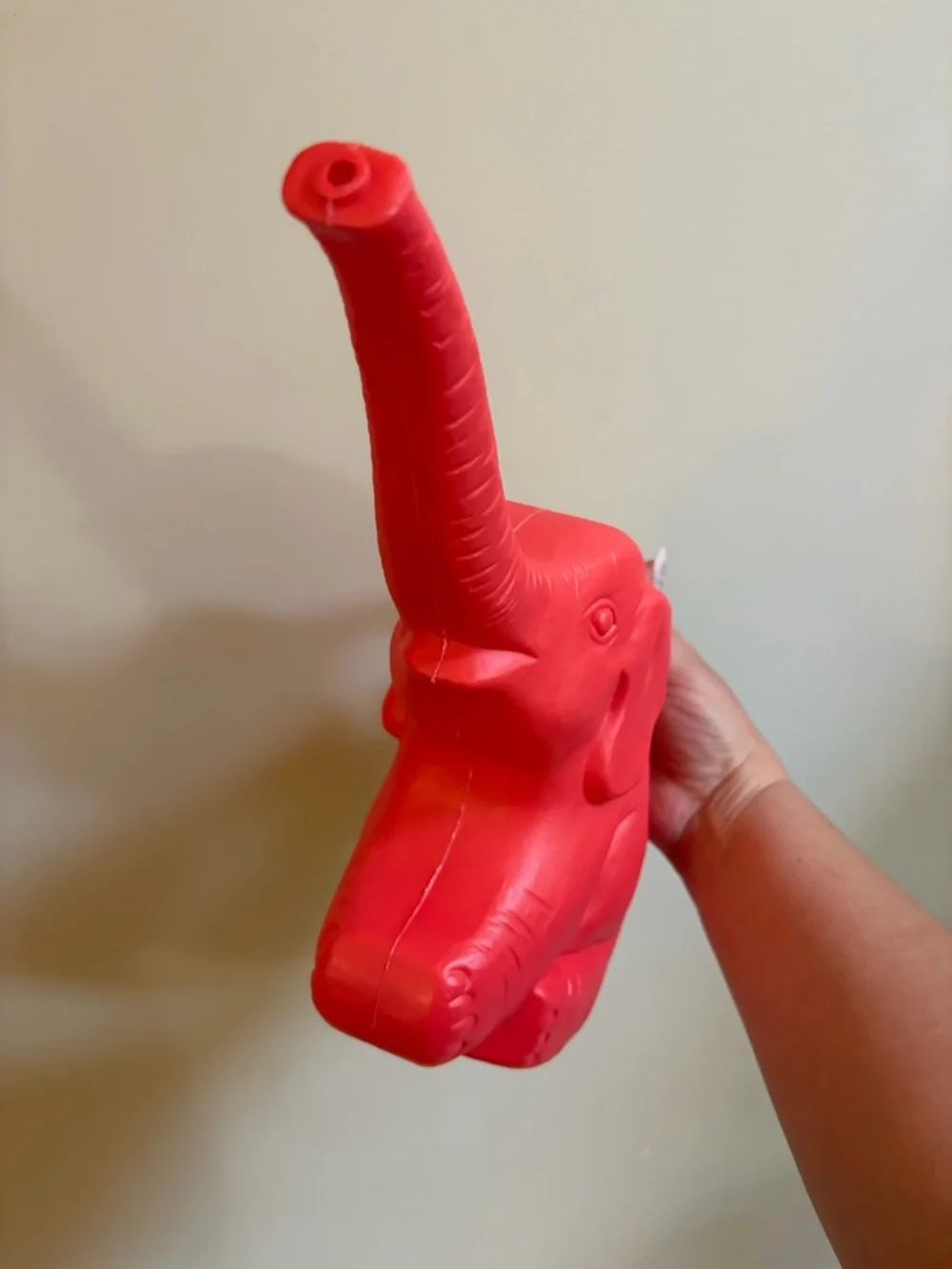 Blow Mold 1996 Union Products Vintage Red Toned Elephant Water Can Garden Decor